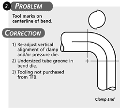 Tool marks on centerline of bend