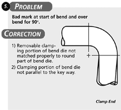 Bad mark at start of bend and over bend for 90°